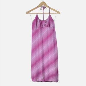 BP Nordstrom Halter Midi Dress Purple Pink Diagonal Ombre Stripe Sz XS Sundress